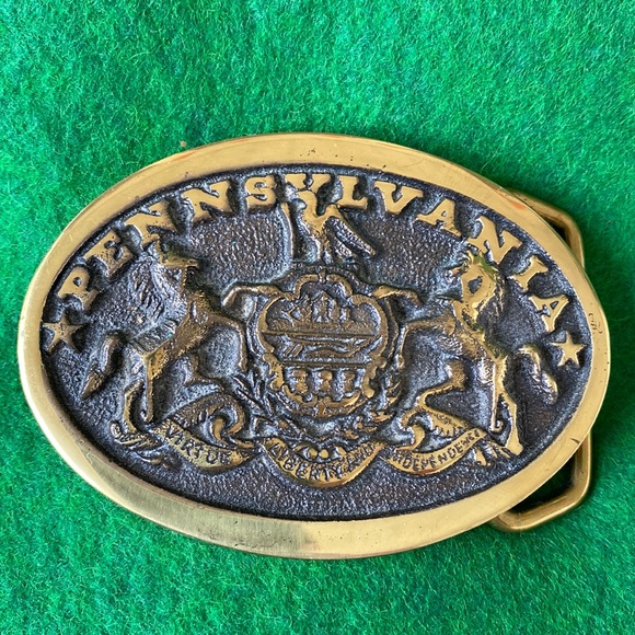 Pennsylvania Seal Solid Brass Belt Buckle Vintage ‘80s - Picture 1 of 5